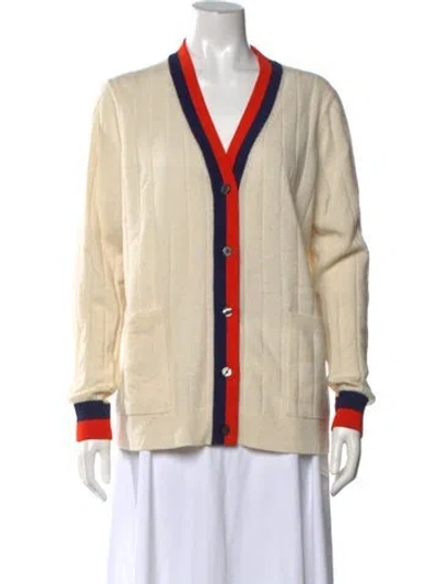 Pre-owned Kule Cashmere V-neck Sweater In Neutrals
