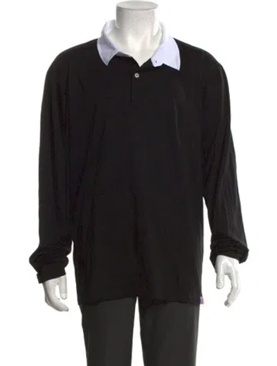Pre-owned Kule Collar Long Sleeve Polo Shirt In Black