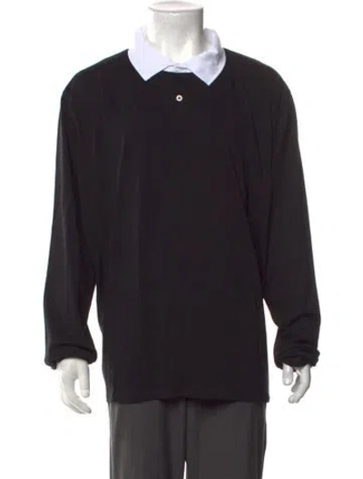 Pre-owned Kule Collar Long Sleeve Polo Shirt W/ Tags In Black