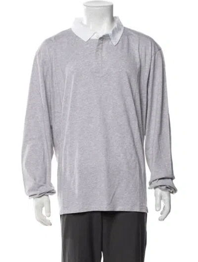 Pre-owned Kule Collar Long Sleeve Polo Shirt W/ Tags In Grey