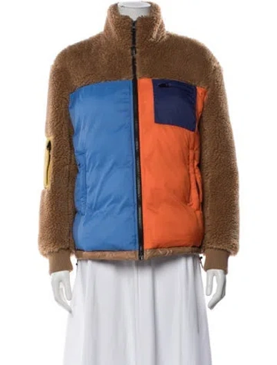 Pre-owned Kule Colorblock Pattern Bomber Jacket In Orange