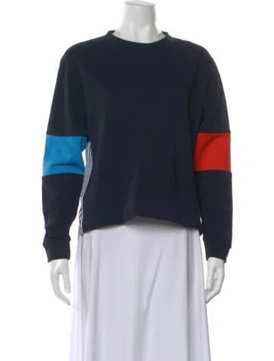 Pre-owned Kule Colorblock Pattern Crew Neck Sweatshirt In Blue