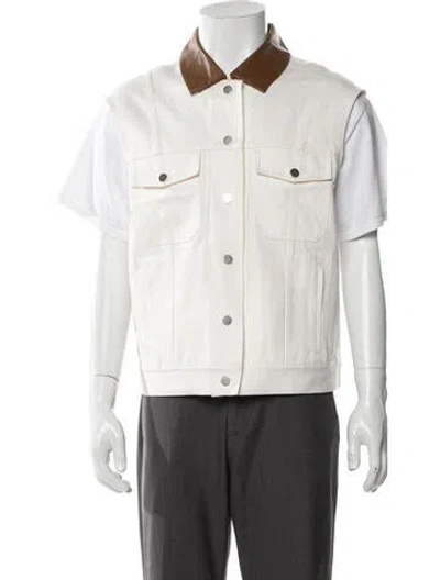 Pre-owned Kule Colorblock Pattern Denim Jacket In White