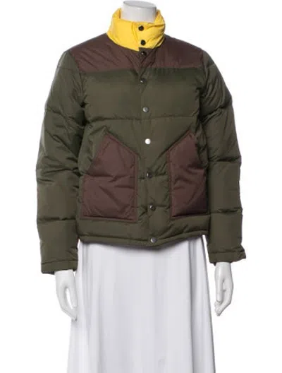 Pre-owned Kule Colorblock Pattern Down Jacket In Green