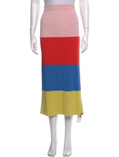 Pre-owned Kule Colorblock Pattern Long Skirt In Pink