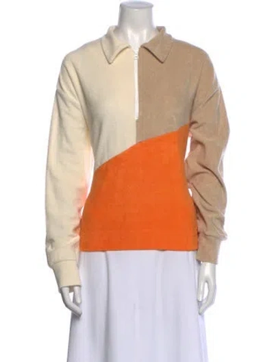 Pre-owned Kule Colorblock Pattern Long Sleeve Sweatshirt In Orange