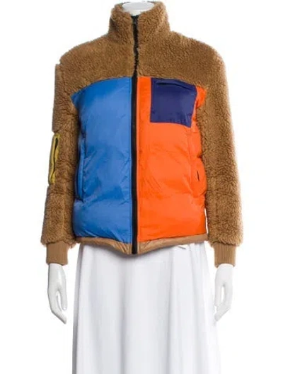 Pre-owned Kule Colorblock Pattern Puffer Jacket In Blue