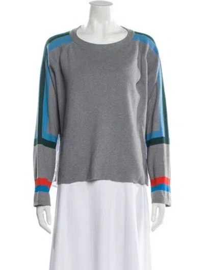 Pre-owned Kule Colorblock Pattern Scoop Neck Sweater In Gray