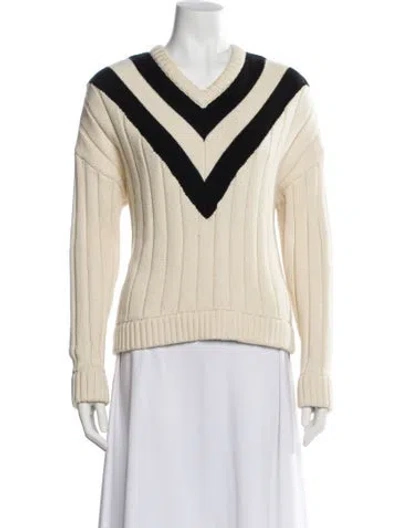 Pre-owned Kule Colorblock Pattern V-neck Sweater In Neutral