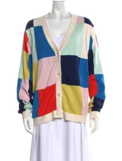 Pre-owned Kule Colorblock Pattern V-neck Sweater In Neutrals