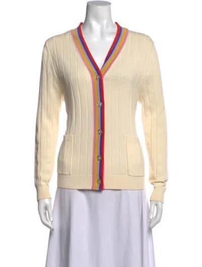 Pre-owned Kule Colorblock Pattern V-neck Sweater In Neutrals