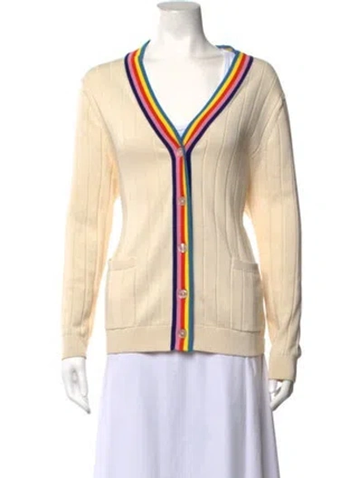 Pre-owned Kule Colorblock Pattern V-neck Sweater In Neutrals