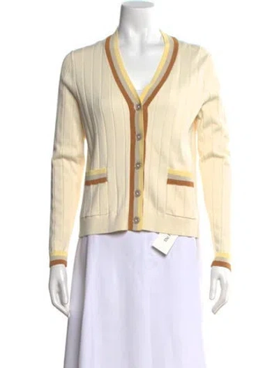 Pre-owned Kule Colorblock Pattern V-neck Sweater In Yellow