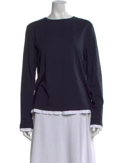 Pre-owned Kule Crew Neck Long Sleeve Top In Blue