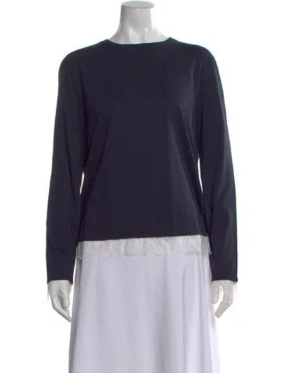 Pre-owned Kule Crew Neck Long Sleeve Top In Blue