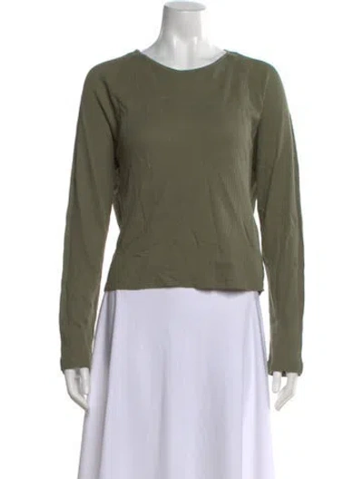 Pre-owned Kule Crew Neck Long Sleeve Top In Green