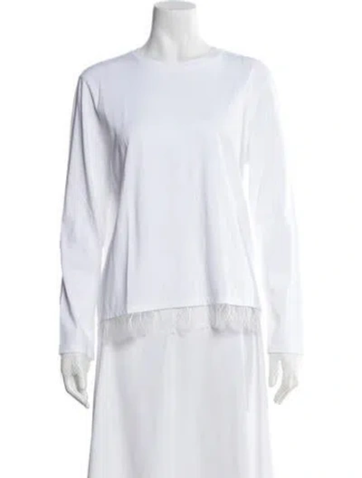Pre-owned Kule Crew Neck Long Sleeve Top In White