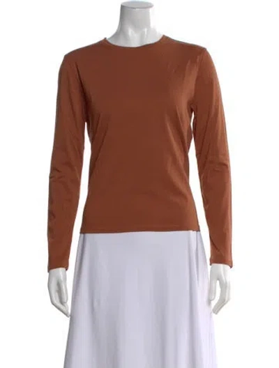 Pre-owned Kule Crew Neck Long Sleeve T-shirt In Brown