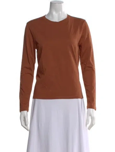 Pre-owned Kule Crew Neck Long Sleeve T-shirt In Brown