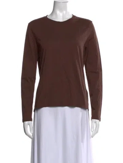 Pre-owned Kule Crew Neck Long Sleeve T-shirt In Brown