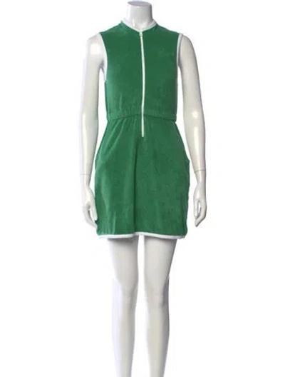 Pre-owned Kule Crew Neck Mini Dress In Green/white