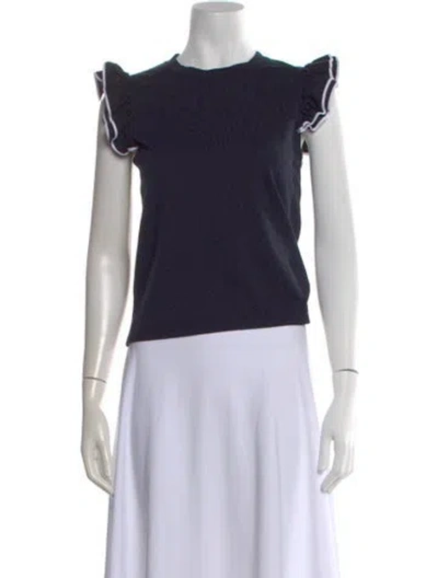 Pre-owned Kule Crew Neck Short Sleeve Top In Blue