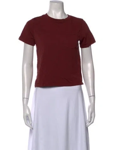 Pre-owned Kule Crew Neck Short Sleeve T-shirt In Burgundy