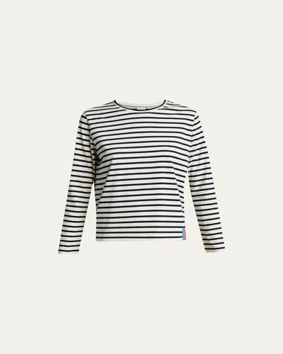 Kule Crewneck Long-sleeve Striped Cotton Top In Multi