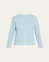 Kule Crewneck Long-sleeve Striped Cotton Top In Frost Bluewhite