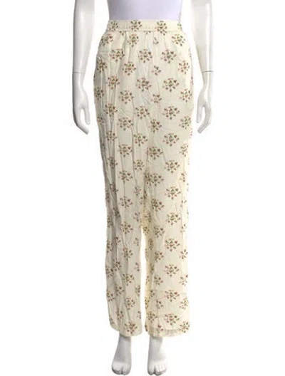 Pre-owned Kule Floral Print Straight Leg Pants In Neutrals