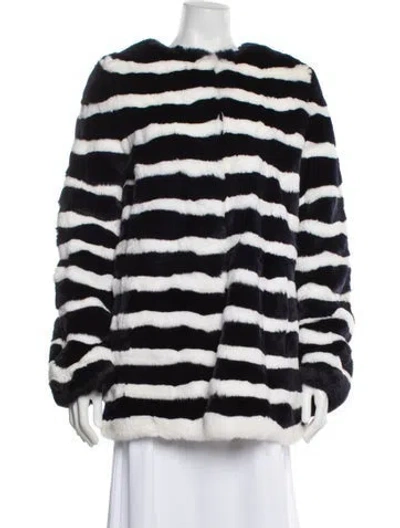 Pre-owned Kule Fox Striped Fur Coat In Black