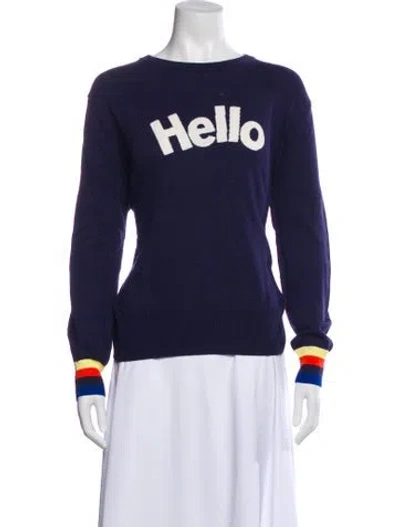 Pre-owned Kule Graphic Print Bateau Neckline Sweater In Blue