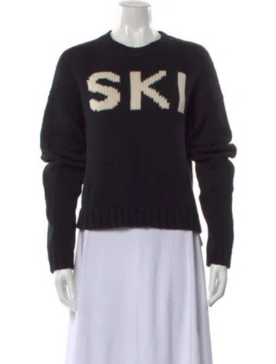 Pre-owned Kule Graphic Print Crew Neck Sweater In Black