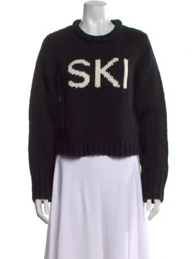 Pre-owned Kule Graphic Print Crew Neck Sweater In Black