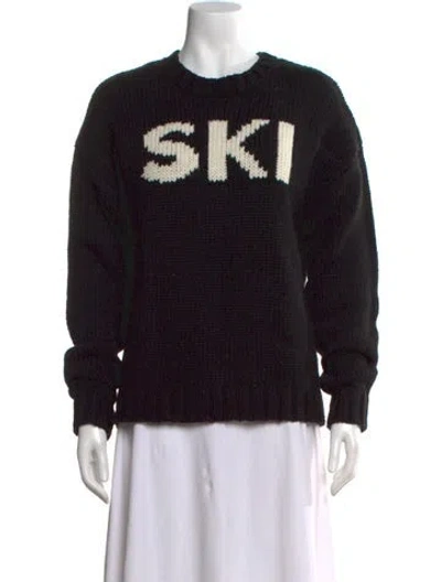Pre-owned Kule Graphic Print Crew Neck Sweater In Black