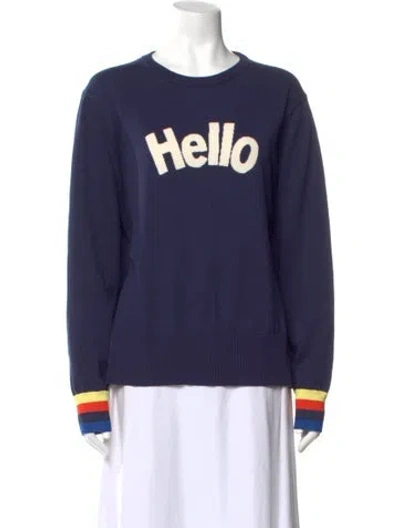 Pre-owned Kule Graphic Print Crew Neck Sweater In Blue