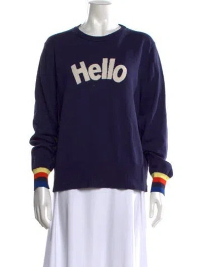 Pre-owned Kule Graphic Print Crew Neck Sweater In Blue