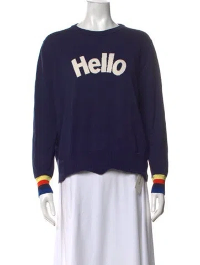 Pre-owned Kule Graphic Print Crew Neck Sweater In Blue