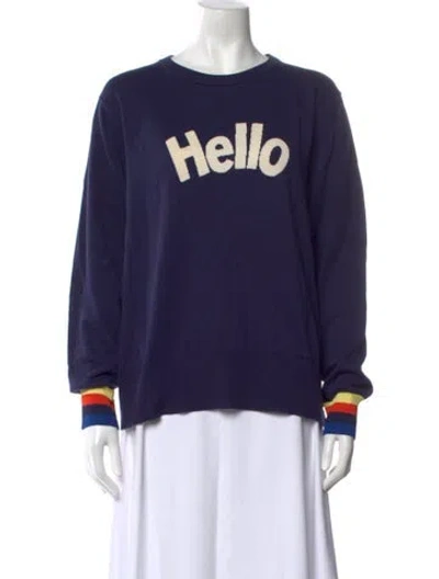Pre-owned Kule Graphic Print Crew Neck Sweater In Blue