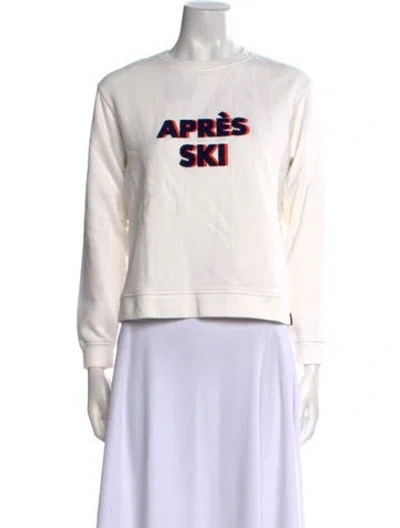 Pre-owned Kule Graphic Print Crew Neck Sweater In White