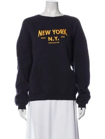 Pre-owned Kule Graphic Print Crew Neck Sweatshirt In Blue