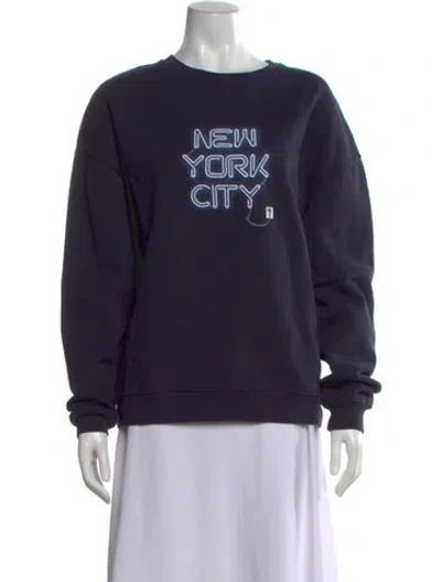 Pre-owned Kule Graphic Print Crew Neck Sweatshirt In Blue