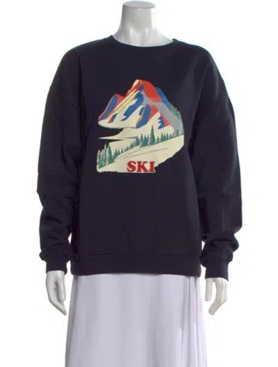 Pre-owned Kule Graphic Print Crew Neck Sweatshirt In Blue