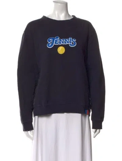 Pre-owned Kule Graphic Print Crew Neck Sweatshirt In Blue