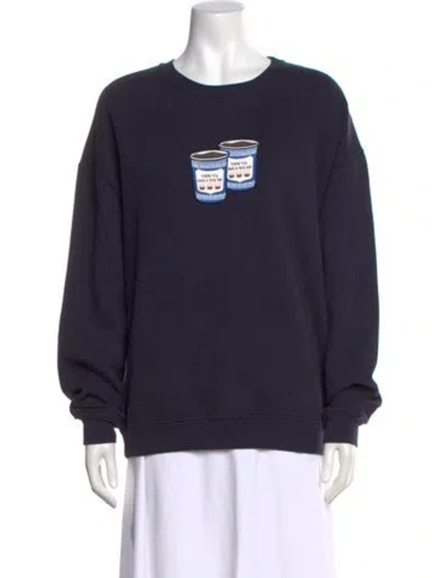Pre-owned Kule Graphic Print Crew Neck Sweatshirt In Blue