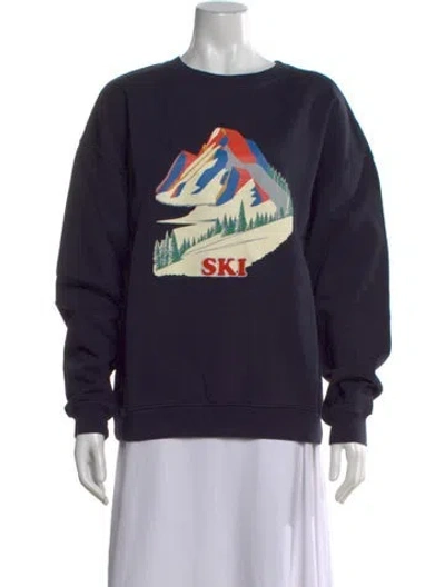 Pre-owned Kule Graphic Print Crew Neck Sweatshirt W/ Tags In Blue