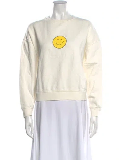 Pre-owned Kule Graphic Print Crew Neck Sweatshirt In White