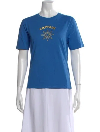 Pre-owned Kule Graphic Print Crew Neck T-shirt In Blue