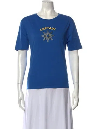 Pre-owned Kule Graphic Print Crew Neck T-shirt In Blue