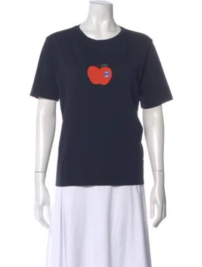 Pre-owned Kule Graphic Print Crew Neck T-shirt W/ Tags In Blue